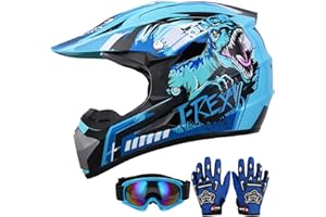 OUMURS DOT Youth Dirt Bike Helmet with Goggles & Gloves for 5-14 Years Old, Kid ATV Helmet for Youth Boys Girls, Motocross BMX MX UTV Offroad Street Go Kart Riding Dirt Bike