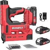 Nail Gun Battery Powered, 18 Gauge 2-in-1 Cordless Brad Nailer Stapler (Includes 2 &times; 2.0Ah Battery), Charger, 1500 Staples and Nails, Electric Staple Gun for Carpentry and Upholstery