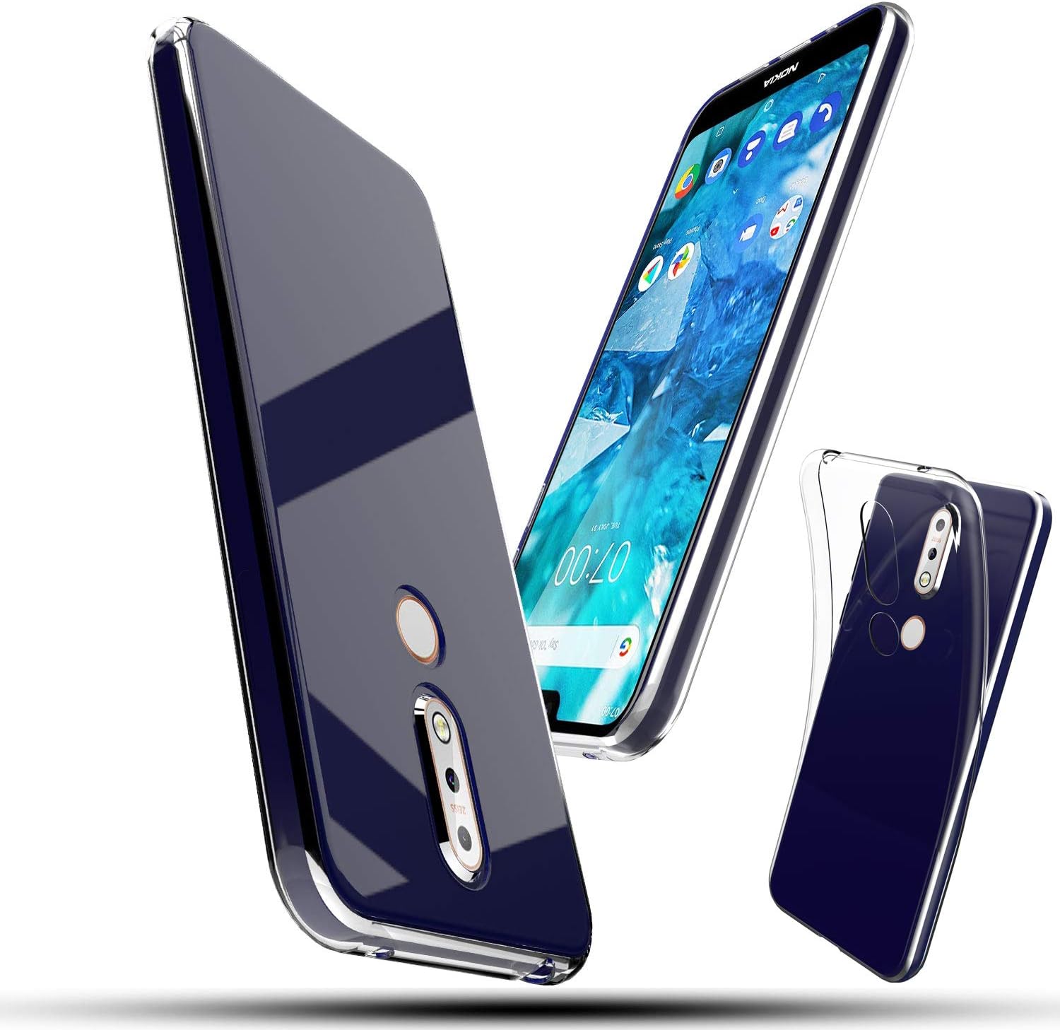 Nokia 7.1 Clear Soft TPU Case，Glossy Rubber Gel Silicon Transparent Flexible Thin TPU Phone Case Cover for Nokia 7.1-Clear