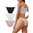 Buankoxy Women's Low-Rise String Bikini Panty Stretch Hipster Briefs 3 Pack