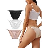 Buankoxy Women's Low-Rise String Bikini Panty Stretch Hipster Briefs 3 Pack