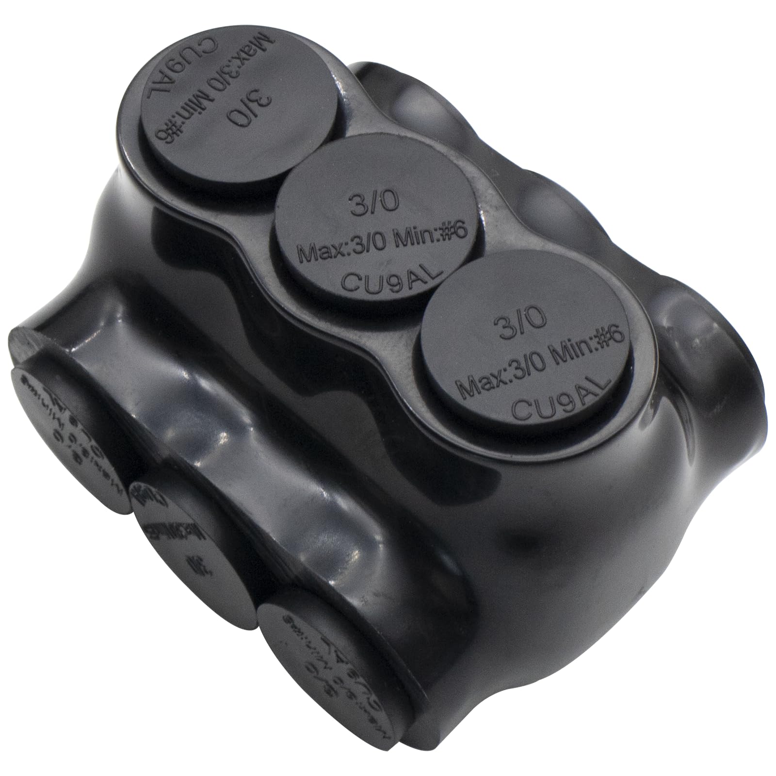 Photo 1 of 3/0-6AWG Insulated 3 Port Inline Splice Connector Black Wire Connectors,Allen Hex 7/32" Insulated Cable Connectors Pre-Loaded Oxide Inhibitors,UL Listed(1pcs)