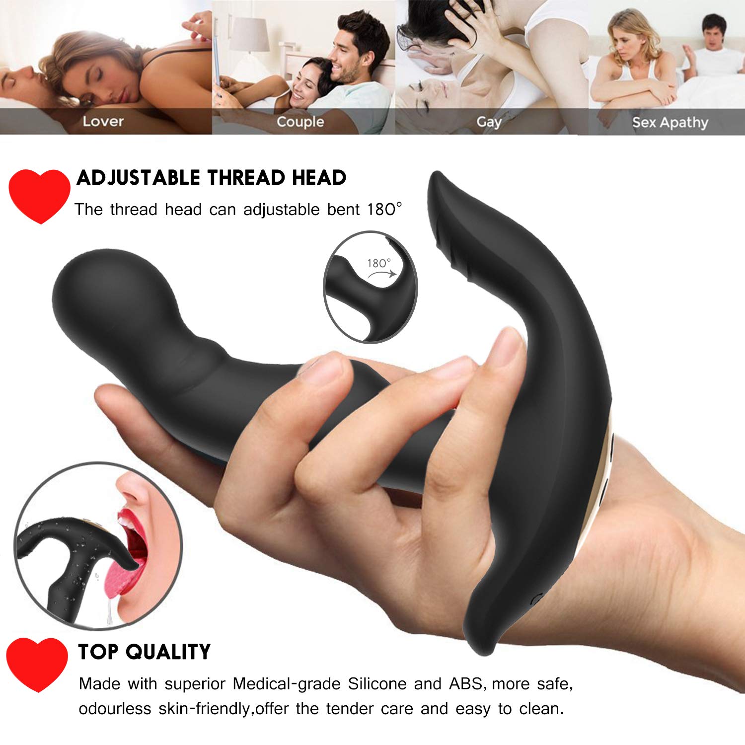 Prostata Vibratoren Massagegerät für Männer mit Doppeltem Motor 10 Vibrationsmodi und 4 Gang Drehung, James love Silikon Anal Butt Plug Vibrator Analdildo 100% Wasserdicht, Wiederaufladbar (Schwarz)