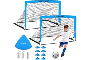 JOYAIRE Pro-Grade Kids Backyard Soccer Goal, Tear-Resistant 5-Layer Polyester Soccer Net & 10mm Poles for Maximum Durability, 4x3ft/6x4ft/7x5ft, Pop Up Portable Soccer Training Equipment Set with Size 4 Ball