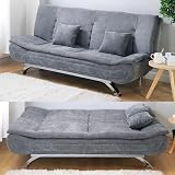 INMOZATA Linen Sofa Bed 3 Seater 188cm with Chrome Legs Grey view 7