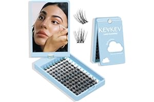 KevKev Lash Clusters 96 Pcs Cluster Lashes Special Spin Mirror Case DIY Lash Extension Soft & Comfortable Eyelash Clusters Th