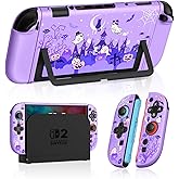 Gurgitat Dockable Case for Nintendo Switch 2 - Cute Cool Cartoon Design Soft TPU Grip Cover for Joy-Con Purple Eyes PC for Switch 2 Protective Case 2025 for Boys Teens Girls