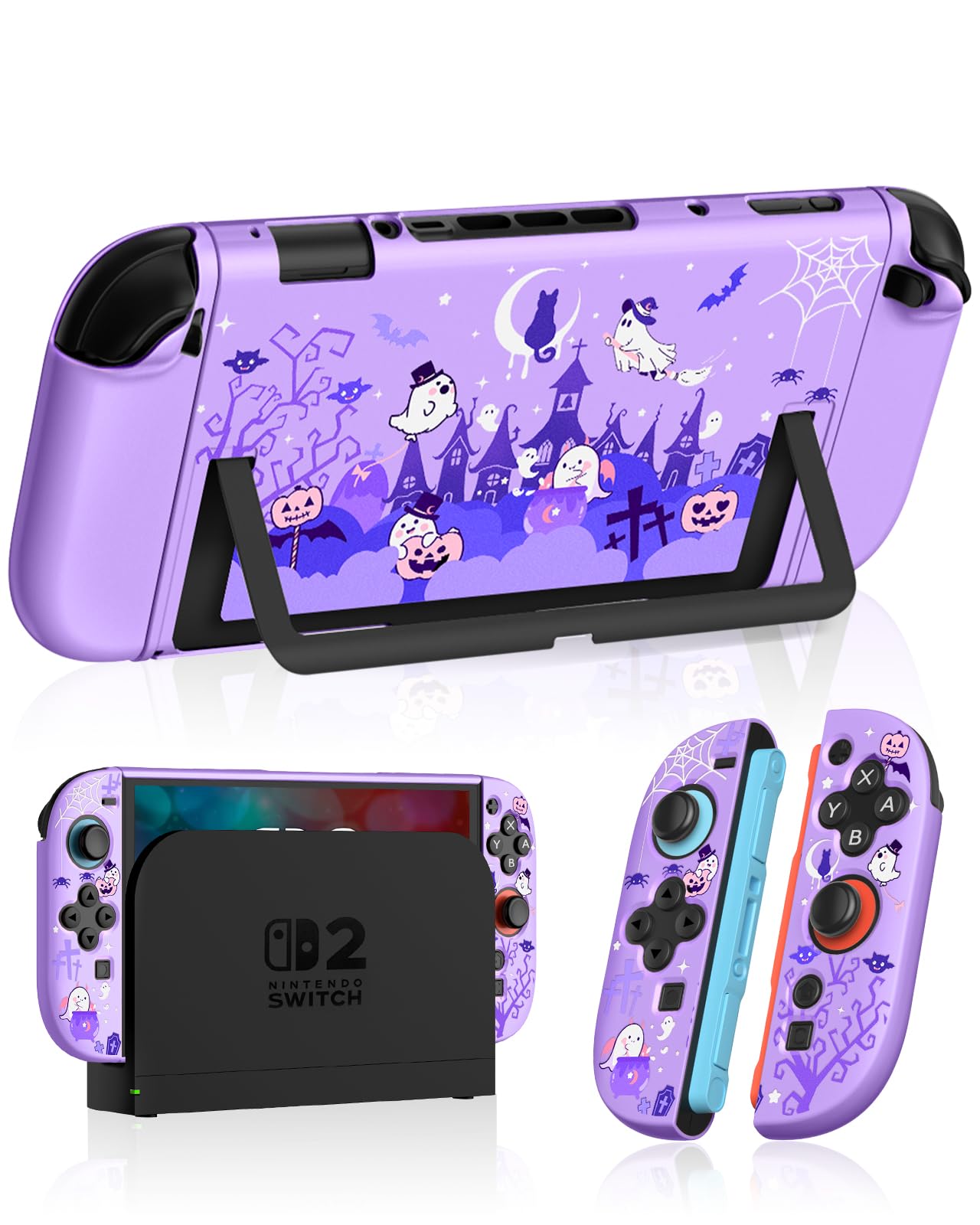 Photo 1 of Gurgitat Dockable Case for Nintendo Switch 2 - Cute Cool Cartoon Design Soft TPU Grip Cover for Joy-Con Purple Eyes PC for Switch 2 Protective Case 2025 for Boys Teens Girls