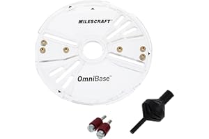 Milescraft 6202 Omni Base – Universal 7” Router Base Plate, Mounting Wings Adjust to Any Router, Clear Design Improves Visibility, Includes Centering & Mortise Pins. Fits 1-3/16” Porter Cable Bushings