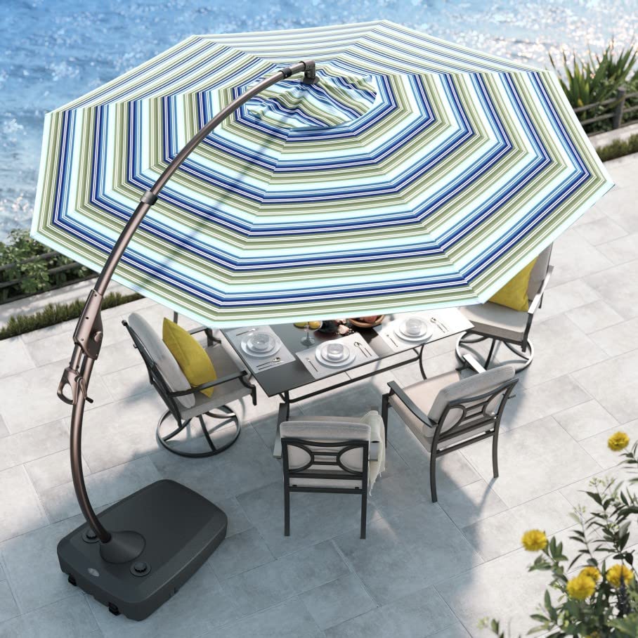 GRAND PATIO 11 FT Deluxe NAPOLI Curvy Aluminum Offset Umbrella, Patio Cantilever Umbrella with