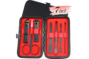 UMEINAC TECH Manicure Set Manicure Pedicure Kit Nail Grooming Kit for Men, 7 in 1 Travel Nail Kit Men Nail Clipper Set for Fingernail Toenail - Black