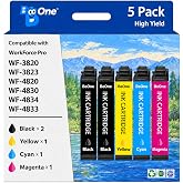 BeOne Remanufactured Replacement for Epson 822XL Ink Cartridges 822 | For Epson WF-3820 4820 4830 4833 4834 3823 Printer, High yield, 5 Pack, reliable print quality