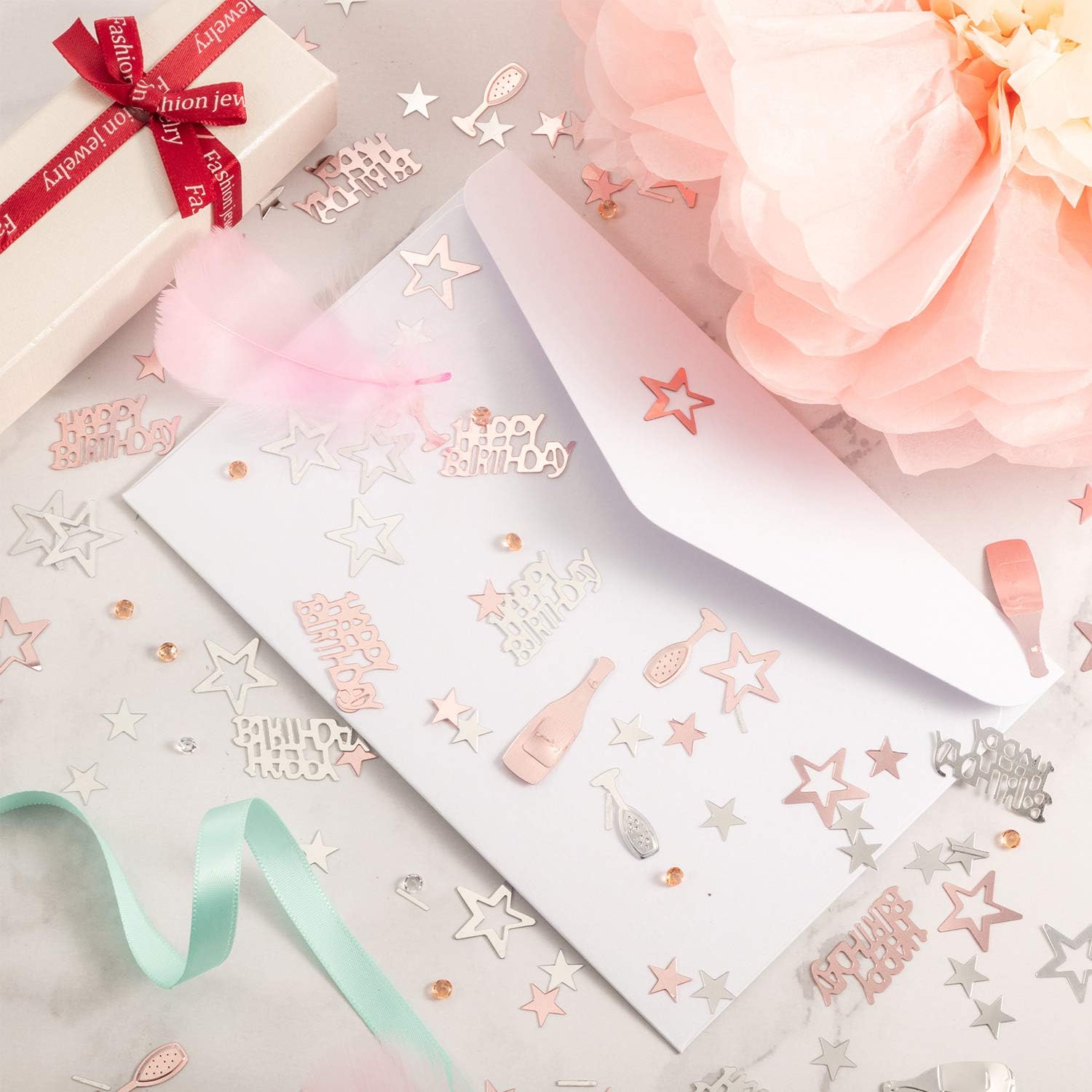 3000 Pieces Rose Gold Happy Birthday Twinkle Confetti Foil Stars Confetti Sequins Party Confetti Decoration for Birthday Wedding Baby Shower Nursery Party Supplies - Image 5