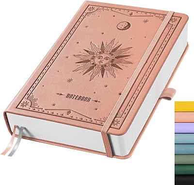 EMSHOI Graph Paper Notebook A5 320 Pages Leather Hardcover 100gsm Pink