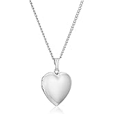 Amazon Essentials Sterling Silver Polished Heart Locket Pendant Necklace, (previously Amazon Collection)