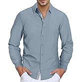 Hrbtens Men's Stretch Denim Dress Shirt Long Sleeve Casual Button Down Everyday Shirts Fall Winter Wedding Shirts
