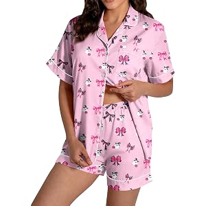 ASUIU Halloween Pajamas for Women Button Top and Shorts Pumpkin Print Lounge 2026 Pjs Sleepwear Short Sleeve Funny