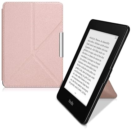 Kwmobile Origami Case For Amazon Kindle Paperwhite Ultra Slim Fit Pu Leather Cover With Stand For 2017 And Older Rose Gold