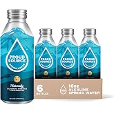 Proud Source Alkaline Spring Water, 16 Fl Oz (6-Pack) | Rocky Mountain Sourced Mineral Water, Natural Electrolytes, BPA-Free Infinitely Recyclable Aluminum Bottles