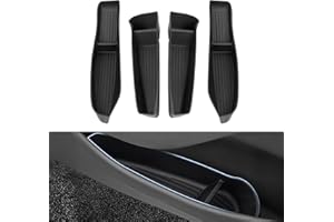 Shademax Set of 4 Car Door Organizer Tray for Tesla Model Y Juniper 2026 2025 Front& Rear Door Side Storage Box for New Model Y Juniper Accessories 2026 Slot Pockets Organizer Insert TPE Material