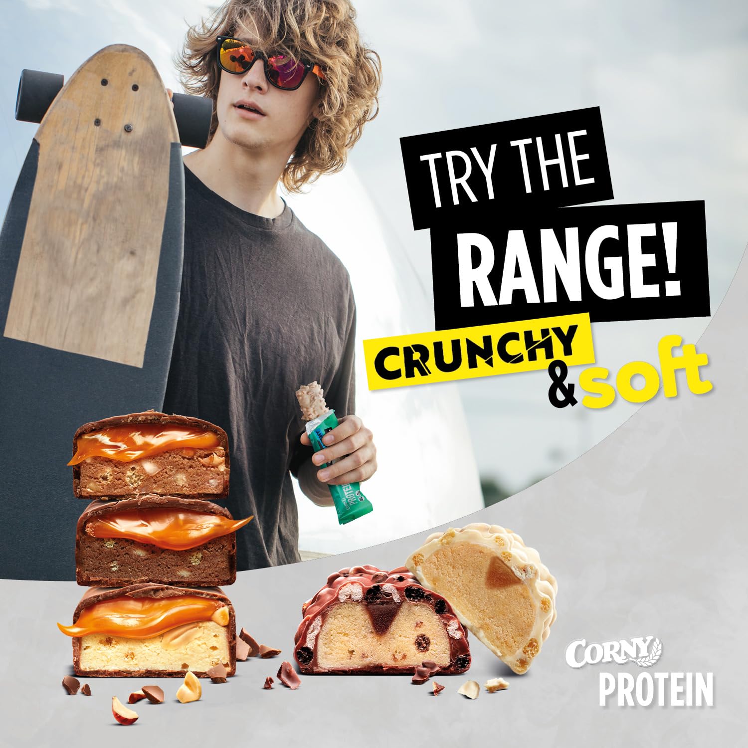Corny | Protein Crunchy & Soft 5er Mix | Trial Pack 5x1 Proteinriegel à 45g | 30% Eiweiß | Probierset zum Testen 4