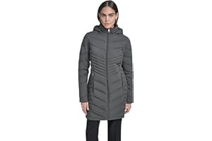 Calvin Klein womens Hooded Chevron Quilt Puffer Coat – Slimming Longline Winter JacketParka