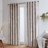 John Aird Crushed Velvet Eyelet Curtains Cream 46W x 54D Pair
