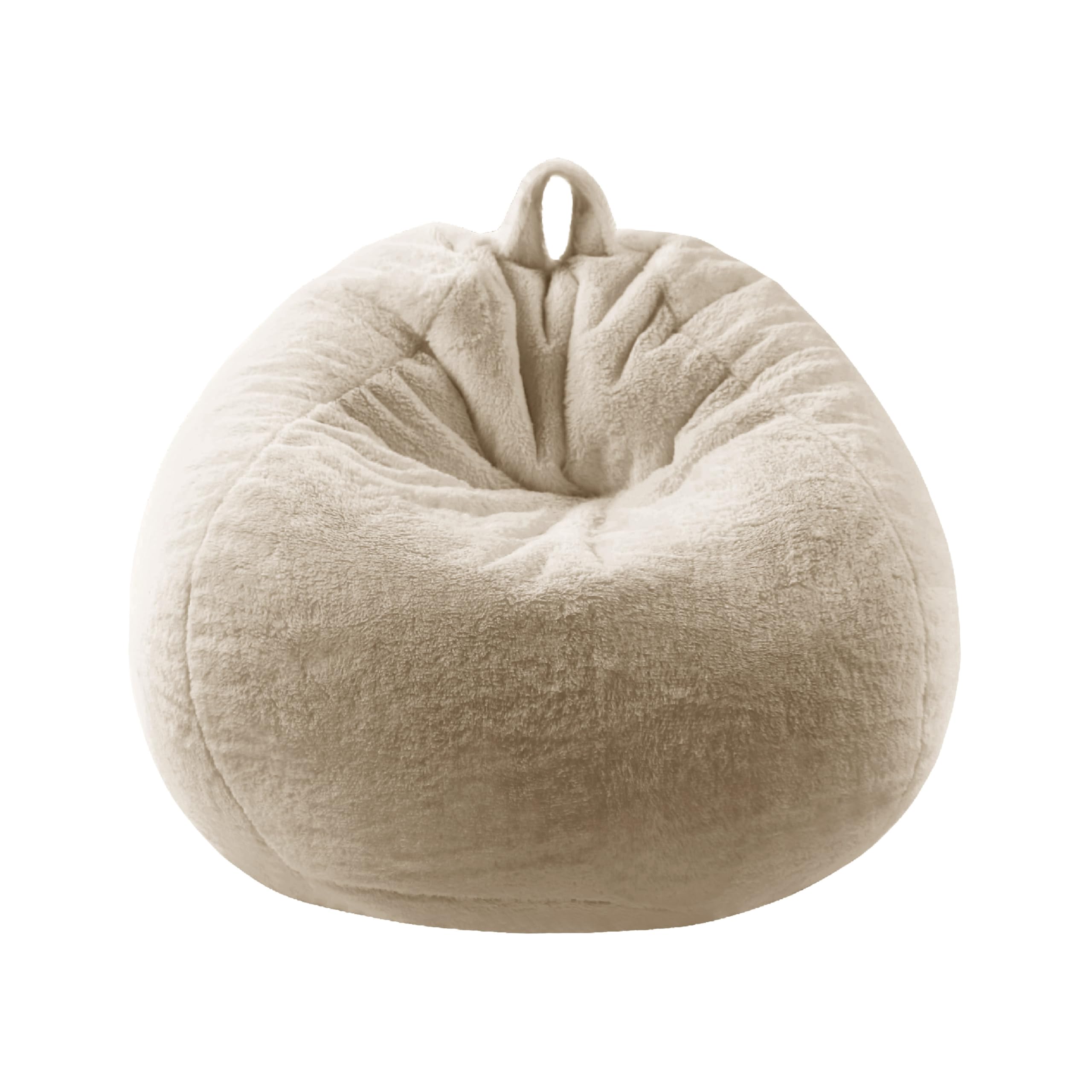 Photo 1 of Faux Fur Comfy Bean Bag Chair Cover (No Filler), Fluffy Stuffed Animal Storage Bean Bag Covers Large Bean Bag Sofa for Adults, Premium Furry Fuzzy Bean Bag for Living Room Bedroom, Otmeal