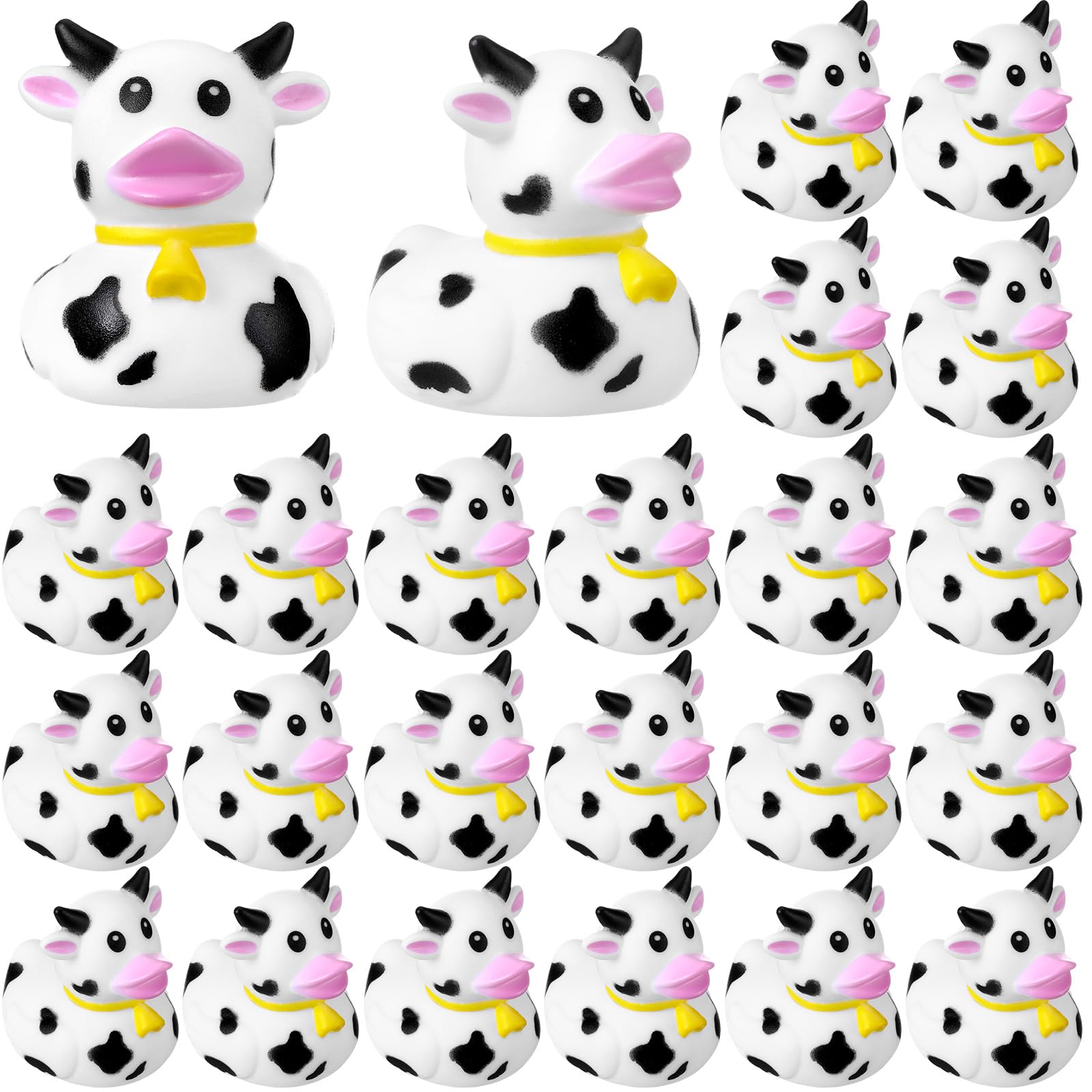 Photo 1 of Relaxgiant 24 Pcs Cow Ducks Mini Cow Rubber Ducks Bulk Cow Print for Birthday Party Favors Baby Shower Kids Boys Girls Bathtub Swimming Pool Pond Car Party Decorations (Pink Girl)