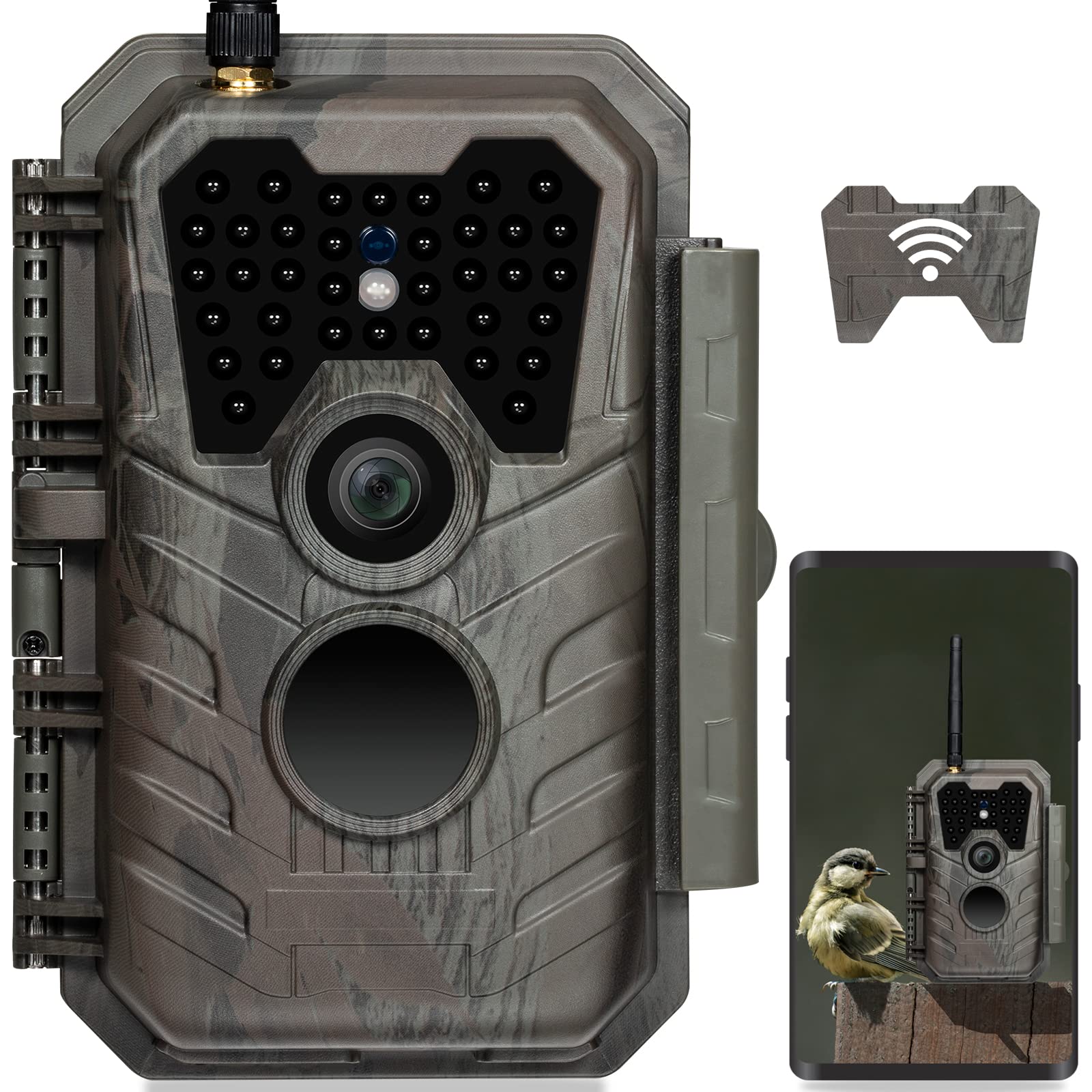 Meidase P90 Wildlife Camera WiFi Bluetooth 32MP 1296P Trail Camera with Night Vision Motion Activated, Garden Camera Trap, Outdoor Nature Cam