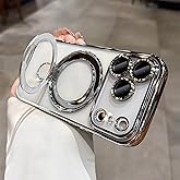 LXK Magnetic Invisible Stand for iPhone 17 Pro Max Case 6.9" Compatible with MagSafe, Military-Grade Protection, with Camera Protector, Clear Scratch-Resistant Back Cover for 17 ProMax, Silver