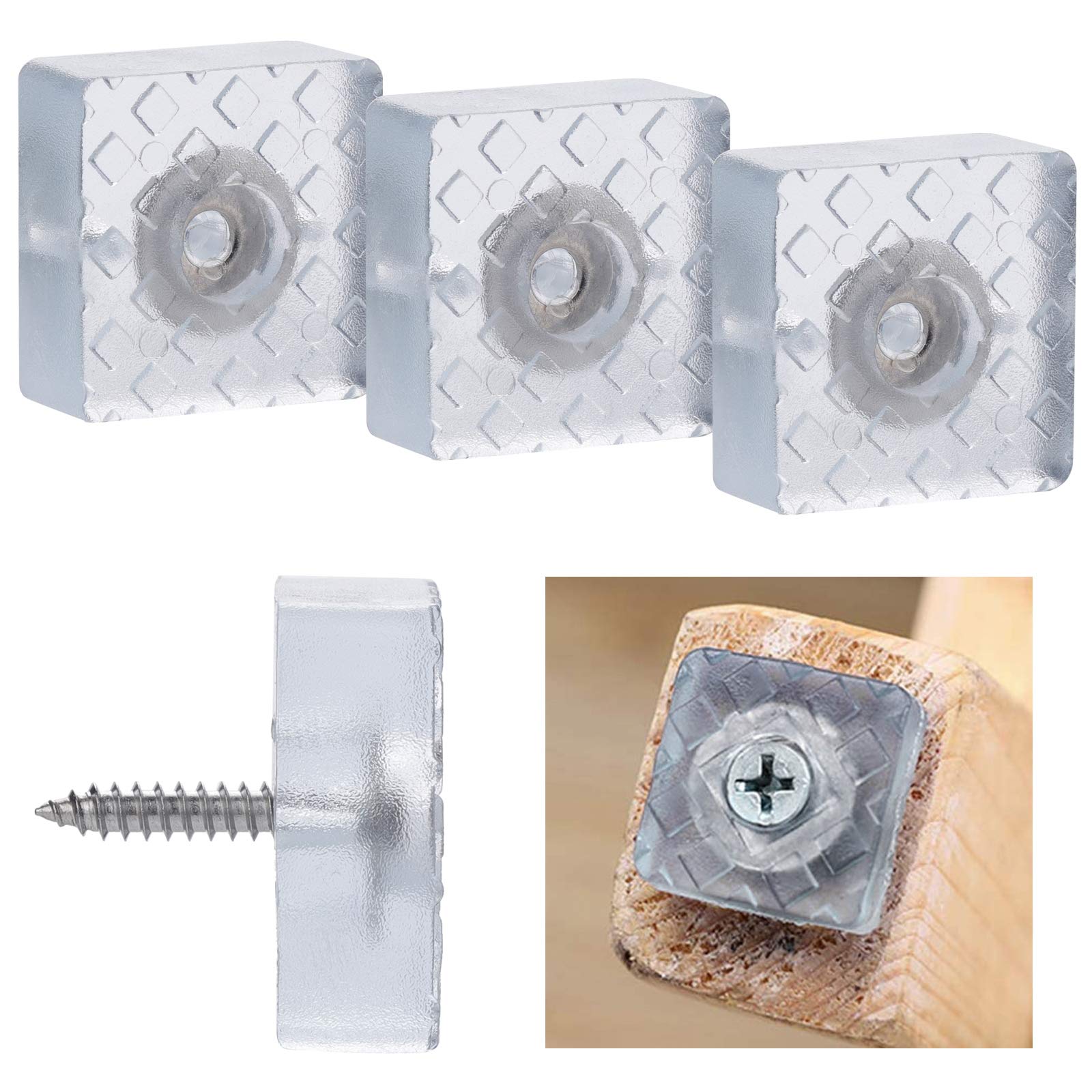 Furniture Pads Floor Protectors Chair Pads Heavy-Duty Furniture Felt Pads with screws Anti Scratch Floor Protectors for Chair Table Feet , Rubber feet for Hardwoods Floors Increase in height 20