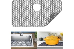 Silicone Sink Protectors for Kitchen, JIUBAR 28.4''x 15.2'' Sink Mat Grid for Bottom of Farmhouse Stainless Steel Porcelain Sink.(Grey)