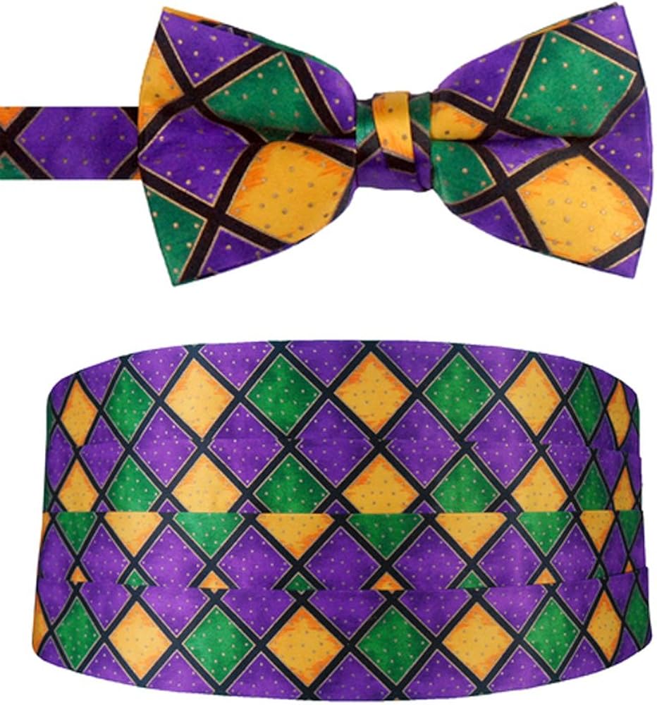 Mardi Gras Bow Tie and Cummerbund Set Clothing