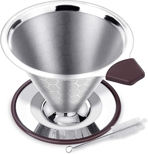 FOXAS Pour Over Coffee Filter Dripper, Reusable Stainless Steel