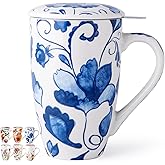 GBHOME Tea Mug with Infuser and Lid, 18 Ounce Large Ceramic Loose Leaf Cup, Microwave, Dishwasher Safe, Perfect for Tea Lovers