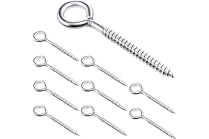 SKNONO Stainless Steel Eye Screws, Heavy Duty Screw Eyes, Eye Hooks Screw in Heavy Duty, 3.5 Inches Eye Bolts, 10 Pack Eye Hooks Screw