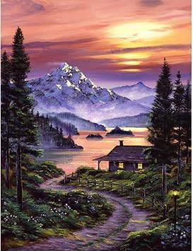 Amazon Com Diy 5d Diamond Painting By Numbers Kits Mountain Lake