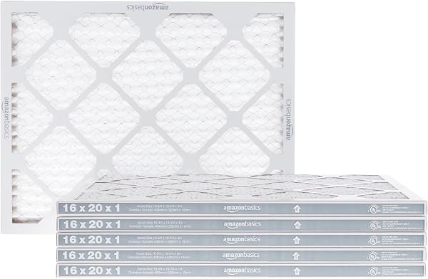Amazon Basics 16x20x1 Air Filter 6-Pack, MERV 8 AC Furnace Filters, Allergy Control, Removes Dust, Lint and Pollen, Electrost