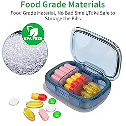 2 Pack 3 Compartment Small Pill Box, Moisture Proof