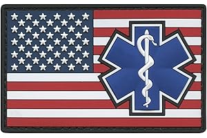LEGEEON USA America Flag Skull EMS EMT Paramedic Medic MED Tactical Morale PVC Rubber Touch Fastener
