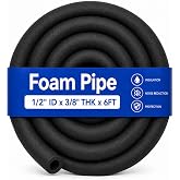 CARGEN 1/2" ID Foam Pipe Insulation Fits 1/2" OD Copper &amp; PEX Water Pipes | For 1/2" OD PEX, PE, copper &amp; water lines; 3/8" wall x 6FT, helps protect against freezing and condensation