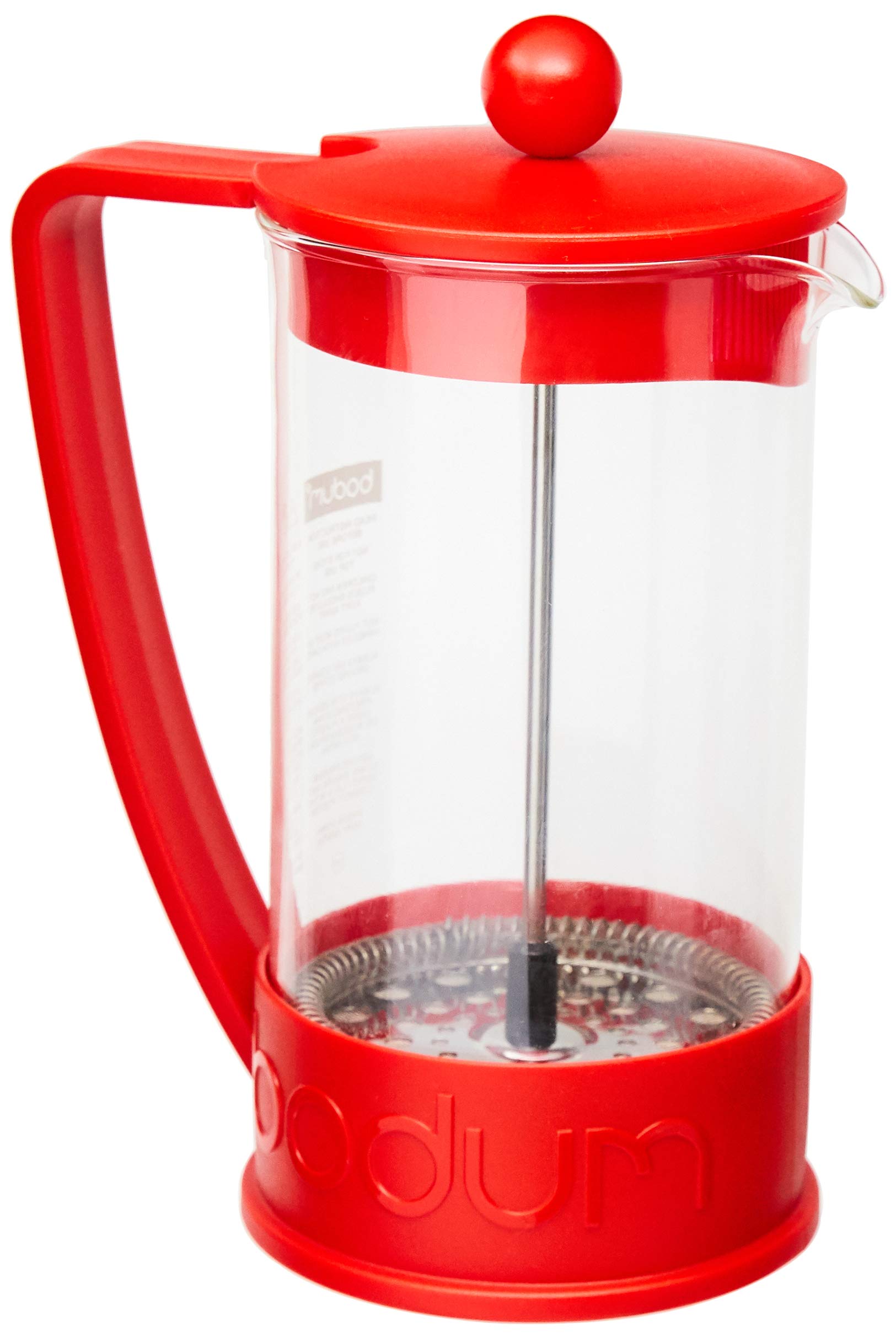 Bodum 34oz Brazil French Press Coffee Maker, High-Heat Borosilicate Glass, Red - Made in Portugal