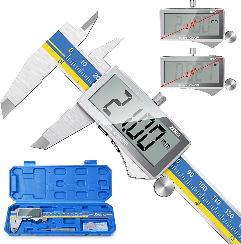 Preciva Digital Vernier Caliper 150mm 6 inch Blue LCD Stainless Steel