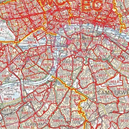 Greater London Postcode Postcode Sector Wall Map (C7) 47″ x 33.25