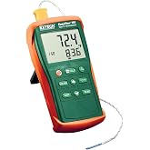 Extech EA11A EasyView Dual Input Digital Thermometer, Type K Thermocouple, -200 to 1999&deg;F/-200 to 1360&deg;C, Max/Min/Hold, Large Backlit LCD, Compact Handheld Design