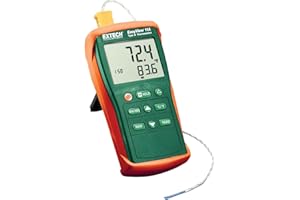 Extech EA11A EasyView Dual Input Digital Thermometer, Type K Thermocouple, –200 to 1999°F/–200 to 1360°C, Max/Min/Hold, Large