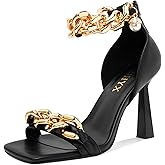 CDHYX Women's Stiletto High Heels Sexy Square Open Toe Shoes Formal Wedding Party Classic Heeled Sandals with Back Zip Design