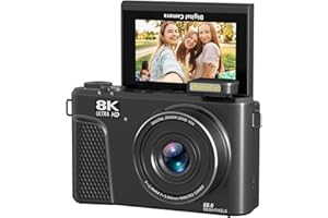 LICAEVEY 8K Digital Camera for Photography Autofocus 88MP, 18X Digital Zoom Vlogging Camera with 3" 180 Flip Screen, WiFi, Du