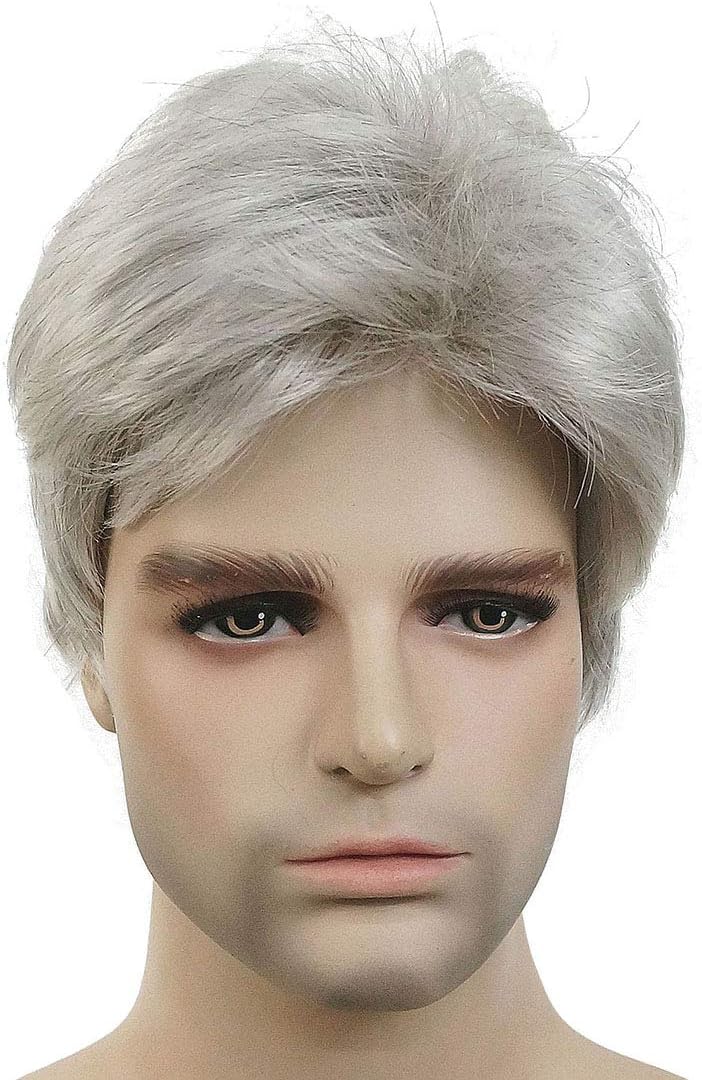 Lydell Men Wig Natural Short Straight Hair Synthetic Full Wigs (51 Silver Grey), #51, 6 Inch (Pack of 1)